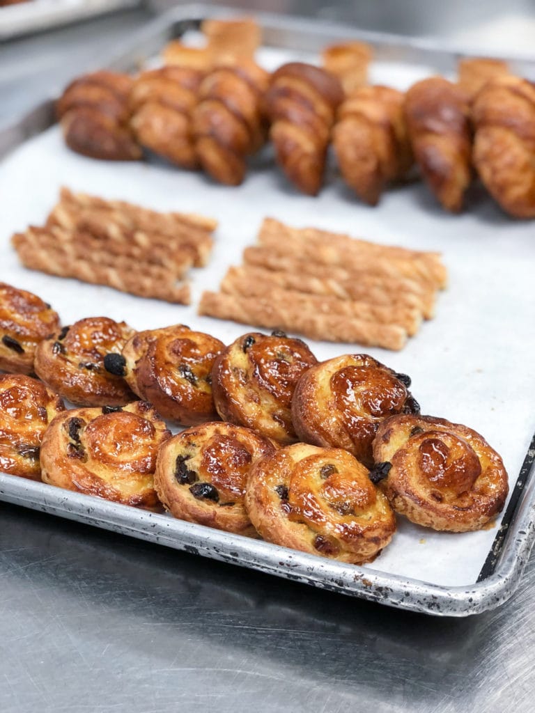 Pain au raisin, paillettes, croissants, and vols-au-vent