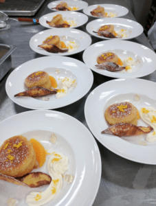 Plated desserts at pastry school