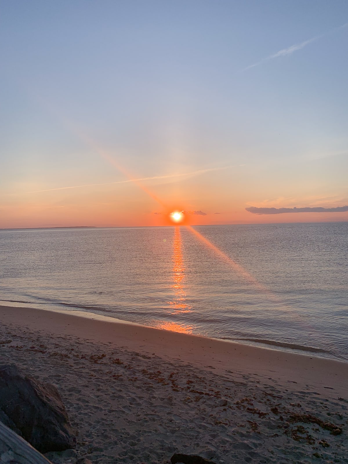 View of the sunset looking from the beach