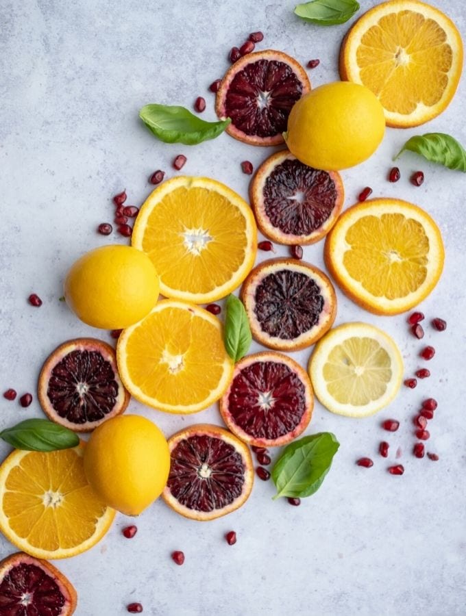 Flatlay of different kinds of fruits