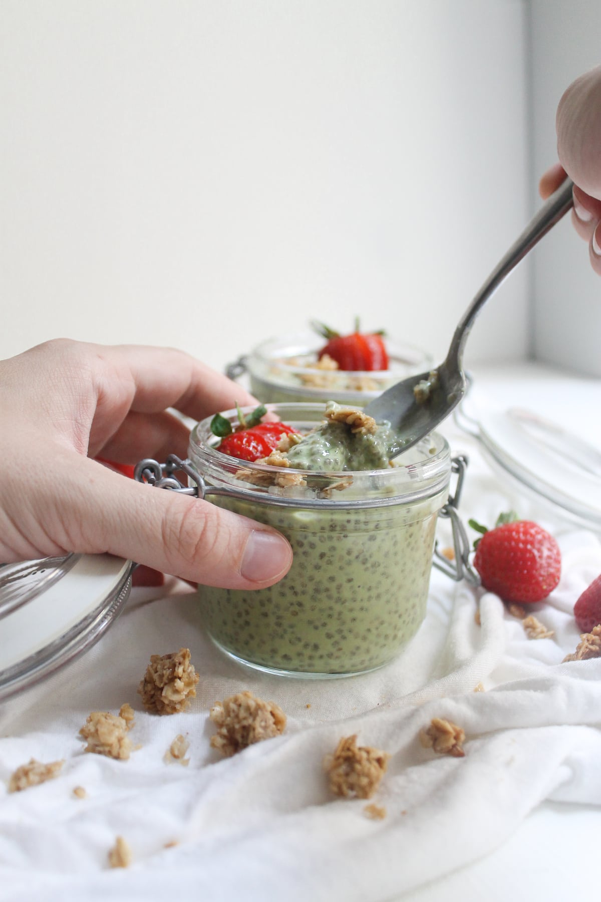 Coconut matcha chia pudding