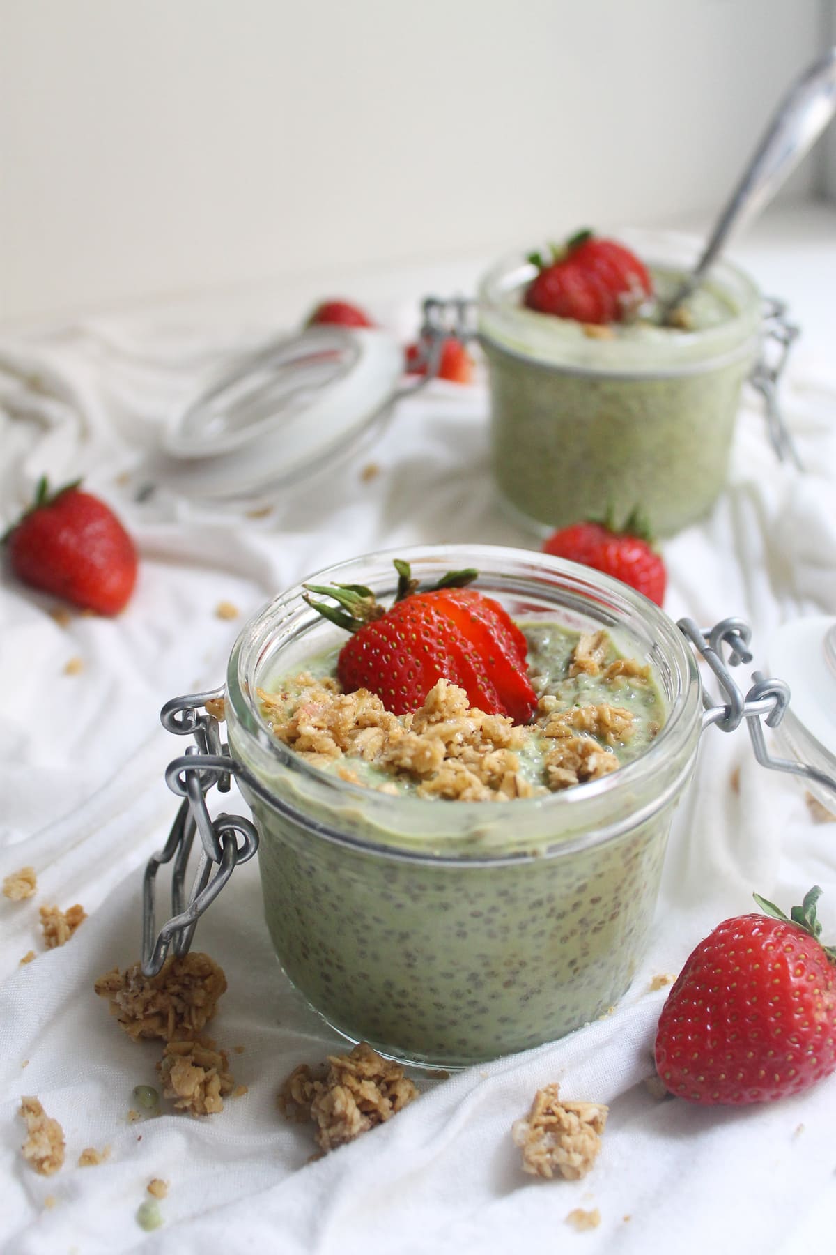 Coconut matcha chia pudding