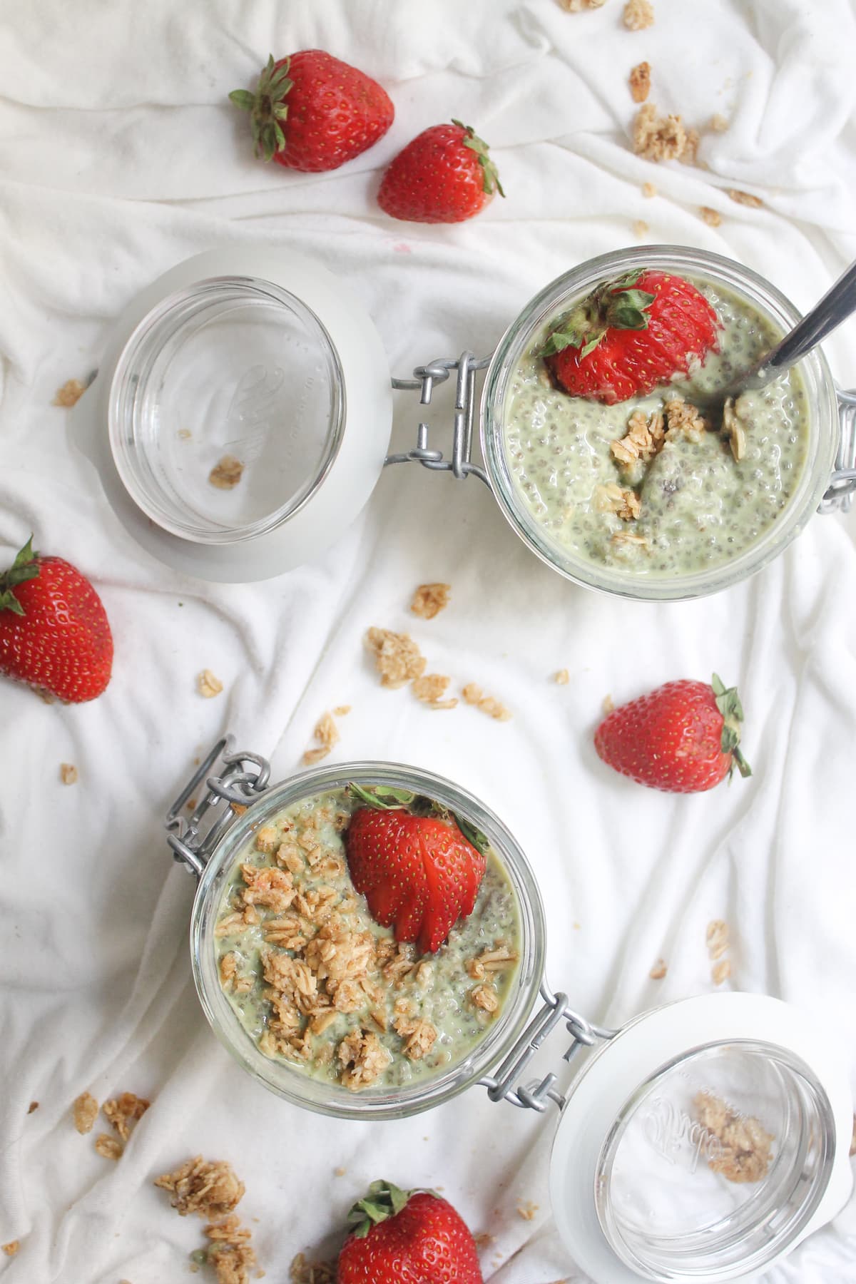 Coconut matcha chia pudding