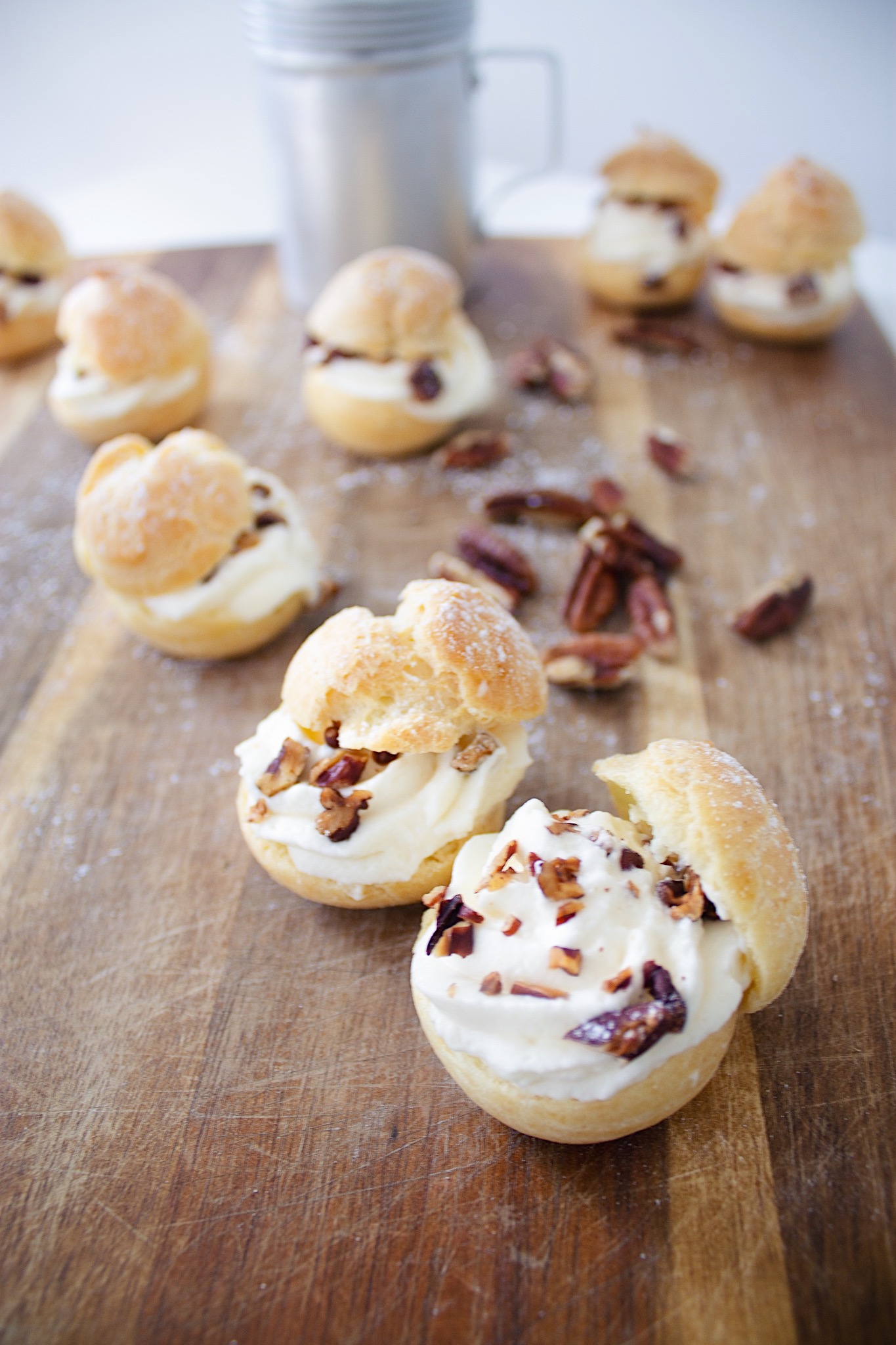 Maple pecan cream puffs