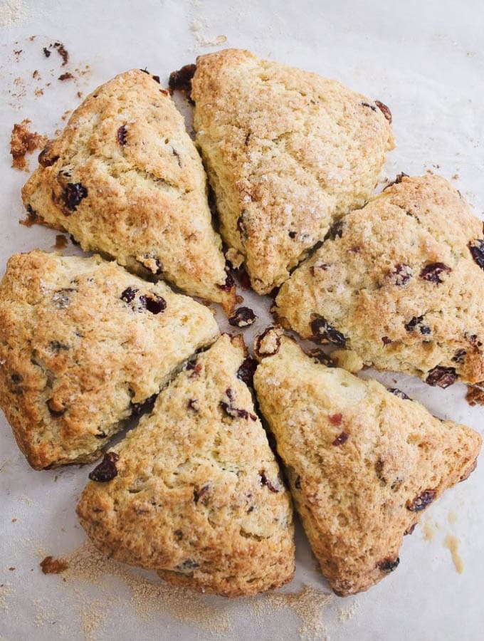 Overhead shot of scones lying in a circle