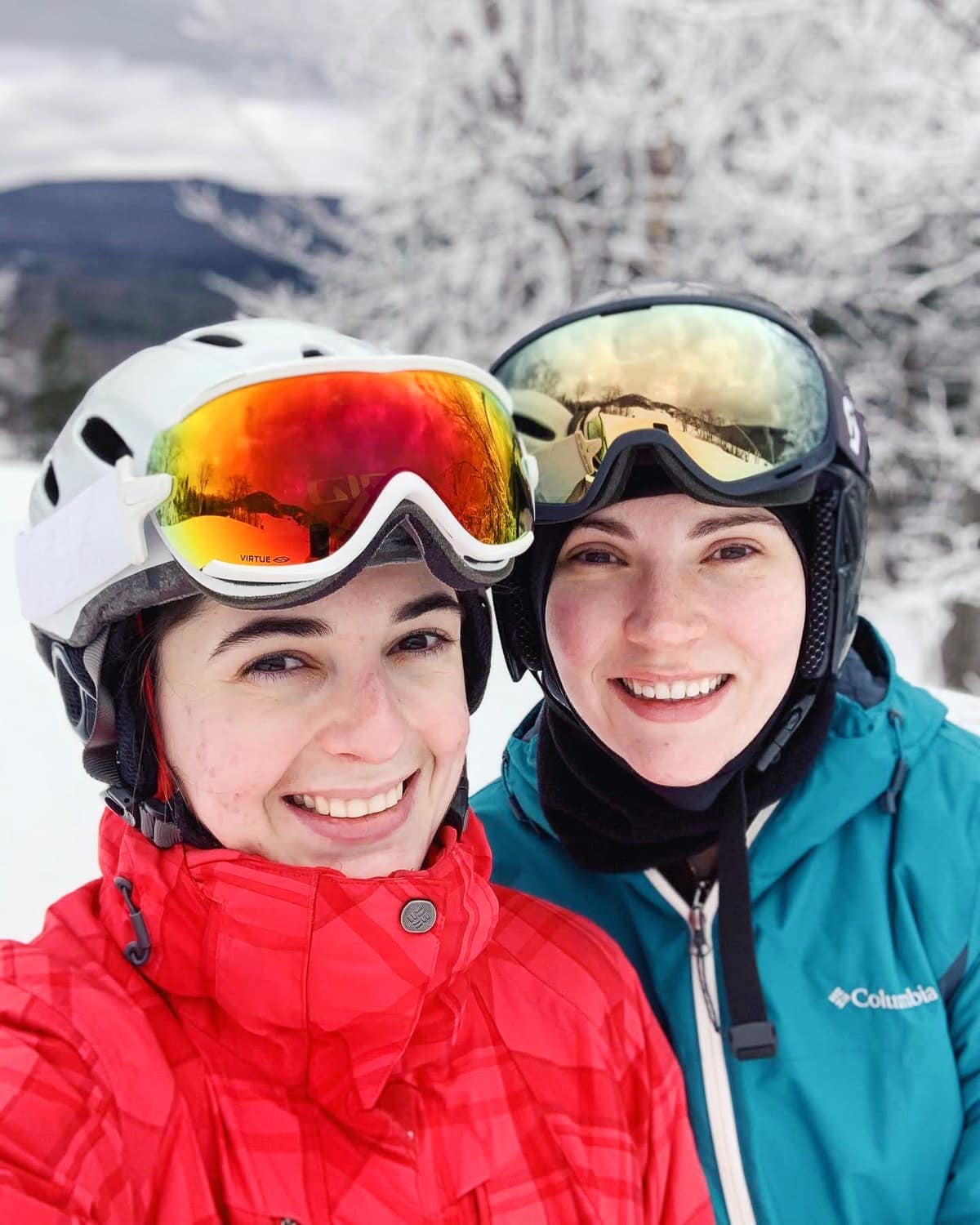 Two girls in ski gear