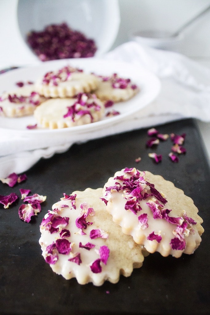 Rose Cardamom Shortbread Cookies