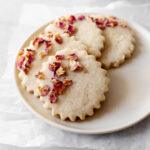 Plate of rose cardamom shortbread cookies