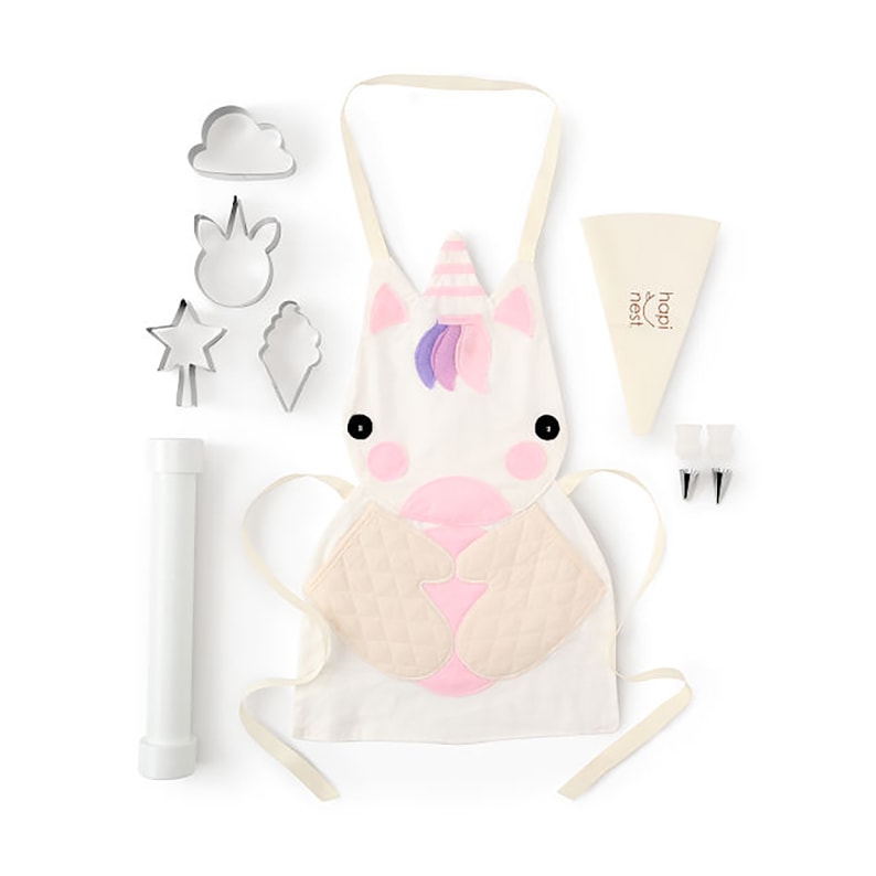 Unicorn apron and cookie cutters