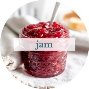 Strawberry jam with title that reads 'Jam'