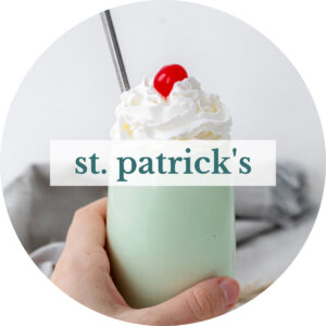 Shamrock shake with title that reads 'St. Patrick's'