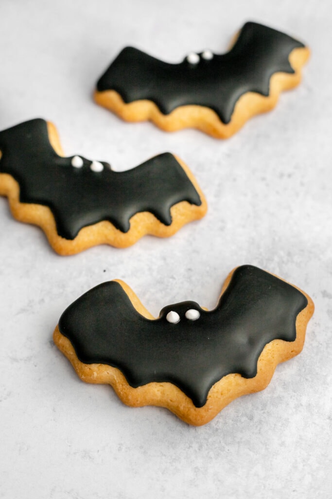 Three bat Halloween sugar cookies 