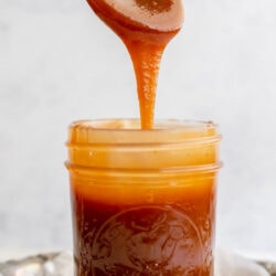 Salted caramel sauce with text that reads 'Salted caramel sauce'